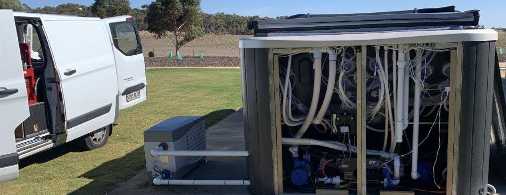 Heat pump install on swim spa