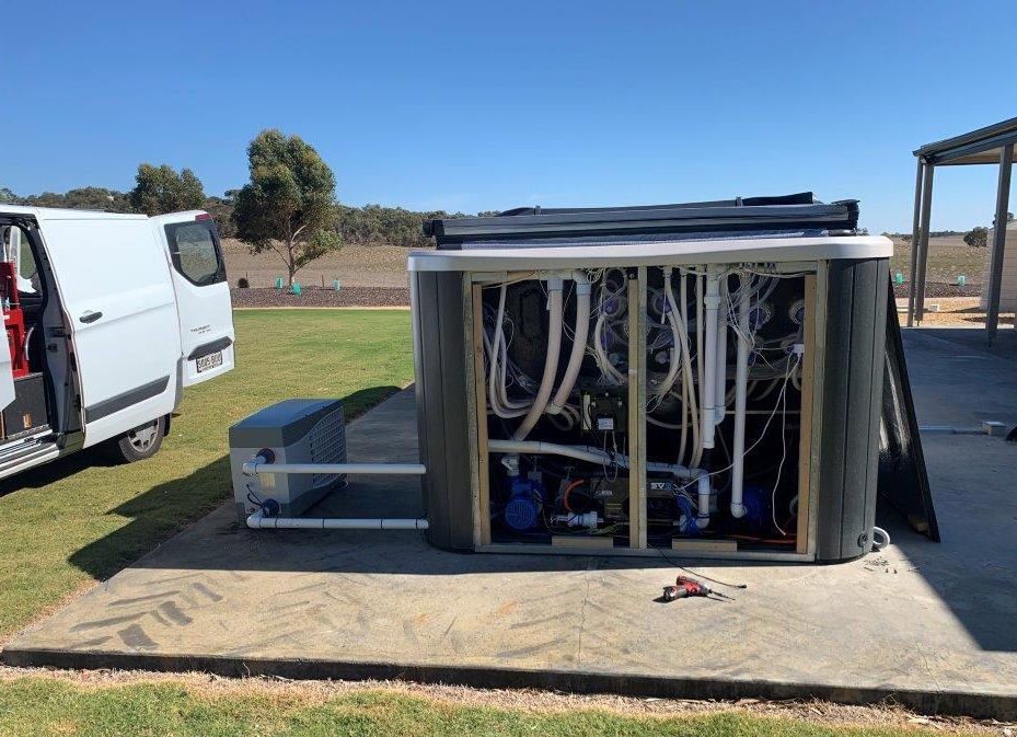 Heat pump install on swim spa